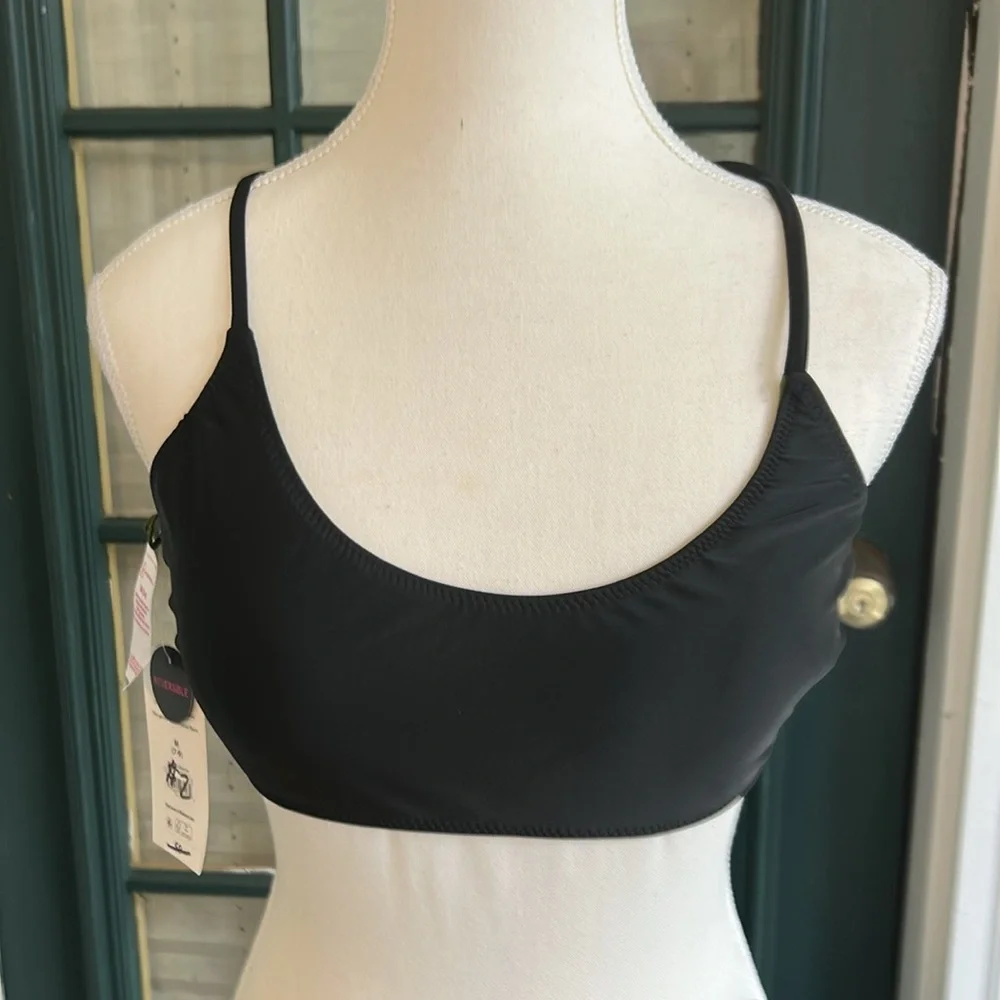 No Boundaries NWT Reversible Olive Green and Black Halter Bikini Top